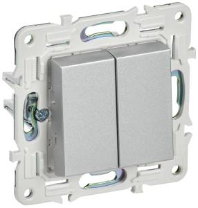 Выключатель 2-клавишный IEK Skandy SK-V20-0-10-K23 серебряный