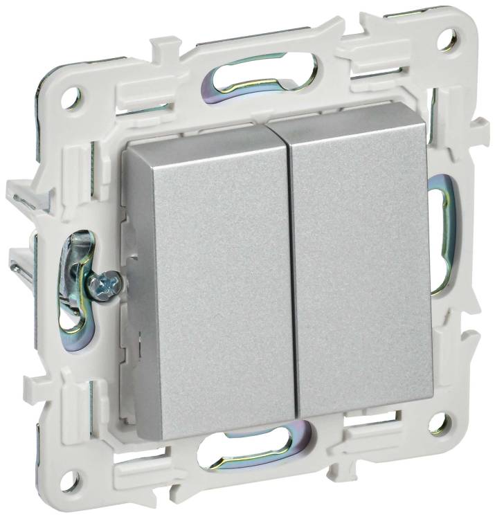 Выключатель 2-клавишный IEK Skandy SK-V20-0-10-K23 серебряный