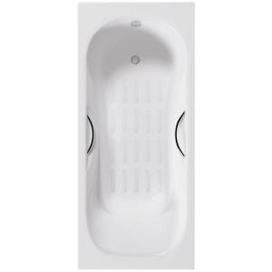 Чугунная ванна Delice Malibu DLR230610R-AS 180x80, с антискользящим покрытием, с отверстиями под ручки, без ножек