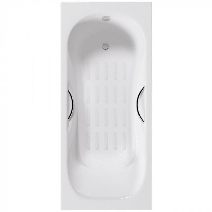 Чугунная ванна Delice Malibu DLR230610R-AS 180x80, с антискользящим покрытием, с отверстиями под ручки, без ножек