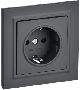 Розетка 1-местная с заземлением и шторками IEK Brite BR-R14-16-K53-F графит