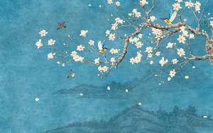 3D Фотообои Artegrafico «Магнолия над горными склонами» DV-029 акварель