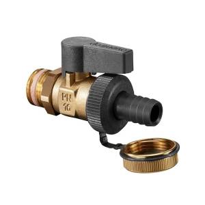 Кран шаровой Oventrop Optiflex KFE, DN 20 PN 16, с колпачком и штуцером для шланга