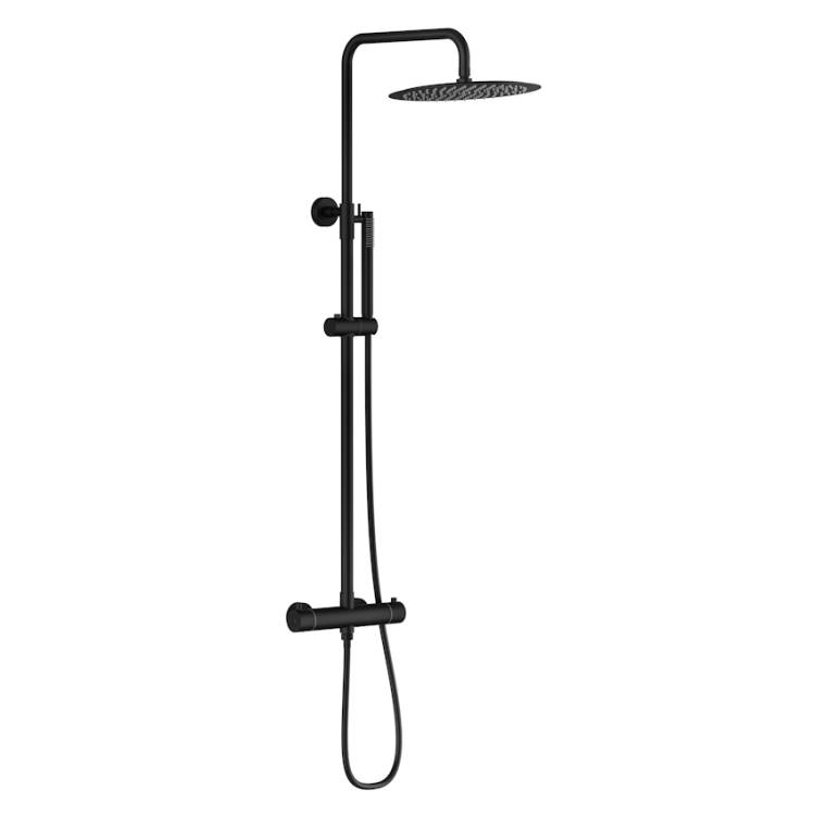 Душевая стойка Knotlor Eclipse SS-24/BL с термостатом, черный