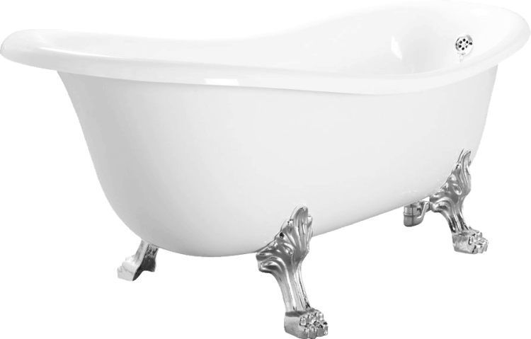 Ванна из искусственного камня Veragio Gialetta 185x80 с металлическими ножками, хром