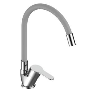 Смеситель для кухни Voda Tide TD519G с гибким изливом, хром, серый