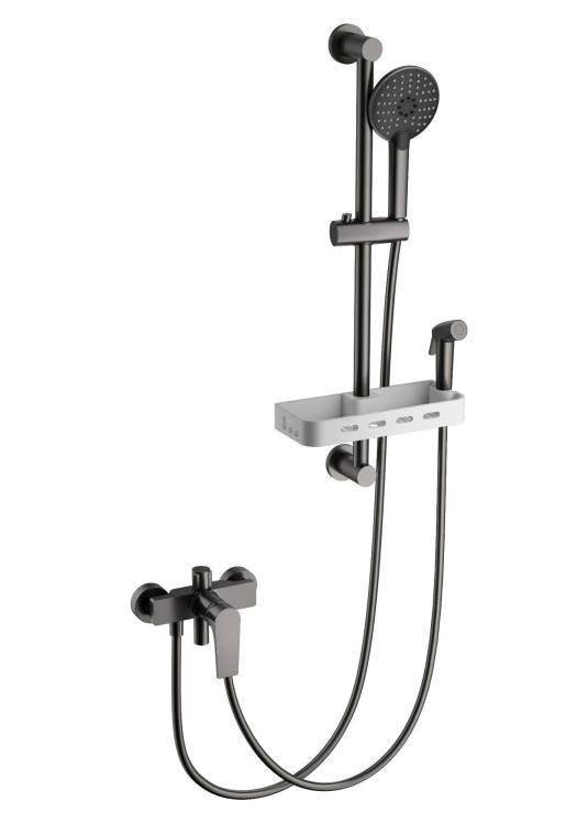 Смеситель для ванны Wonzon & Woghand WW-A31003-BGG с душевым гарнитуром, темный графит