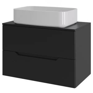 Тумба с раковиной Orange Line Li-70TubMDF+B07-600W черный матовый, 70 см