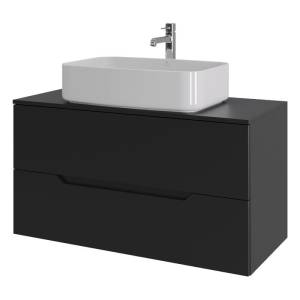 Тумба с раковиной Orange Line Li-100TubMDF+B07-600W черная матовая, 100 см