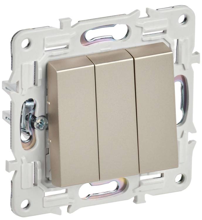 Выключатель 3-клавишный IEK Skandy SK-V30-0-10-K37 шампань