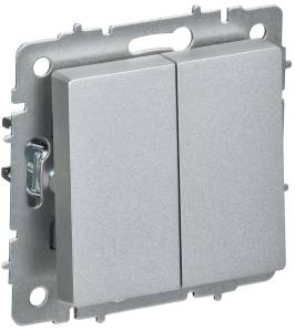 Выключатель 2-клавишный перекрестный IEK Brite BR-V23-0-10-K47 алюминий