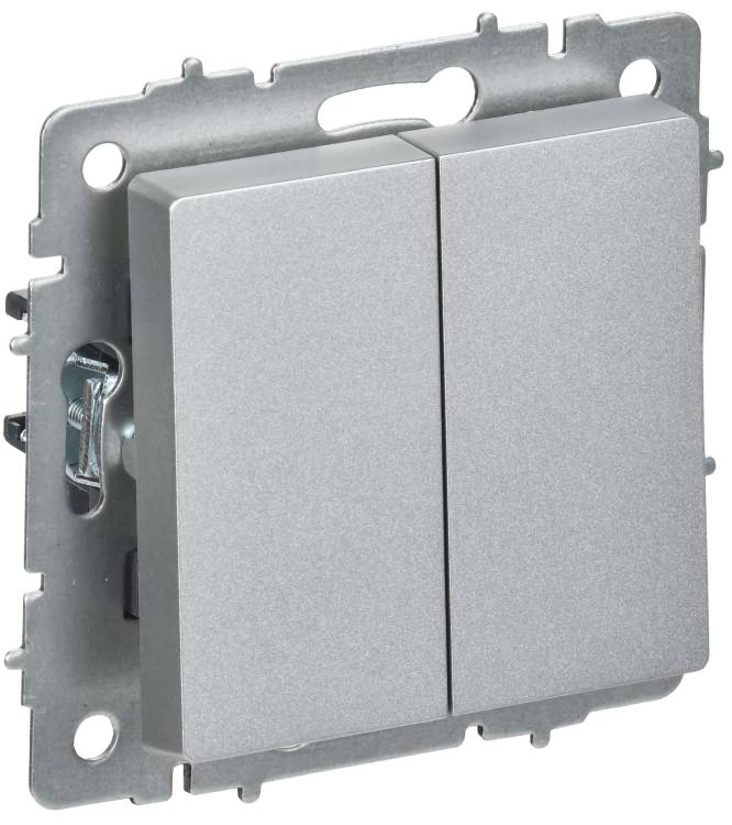 Выключатель 2-клавишный перекрестный IEK Brite BR-V23-0-10-K47 алюминий