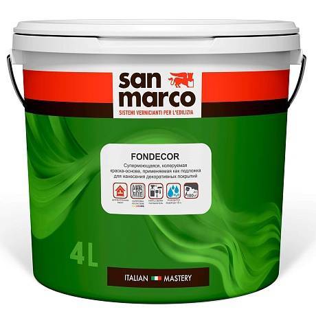 Супермоющаяся краска-основа для декоративных покрытий San Marco Fondecor 4 л