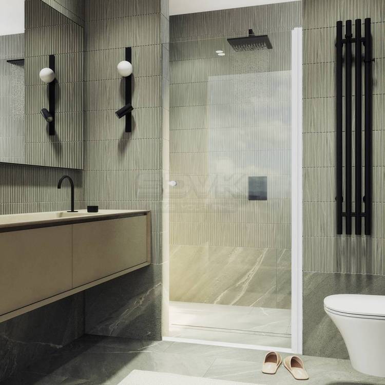 Душевая дверь в нишу MaybahGlass MGD-1670-1 профиль белый, стекло бронза, 198x70