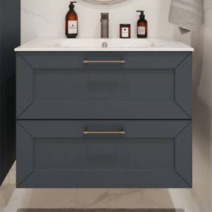 Тумба с раковиной Terminus Victoria VIC10802703101O серый шёлк, 80x62