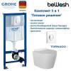 Комплект Grohe GR7211480T Инсталляция для унитаза Grohe Rapid SL + Унитаз подвесной beWash Aldo безободковый, с сиденьем микролифт, смыв торнадо, белый глянец, кнопка хром