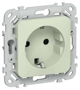 Розетка 1-местная с заземлением и шторками IEK Flite FI-R14-16-1-K92 панг