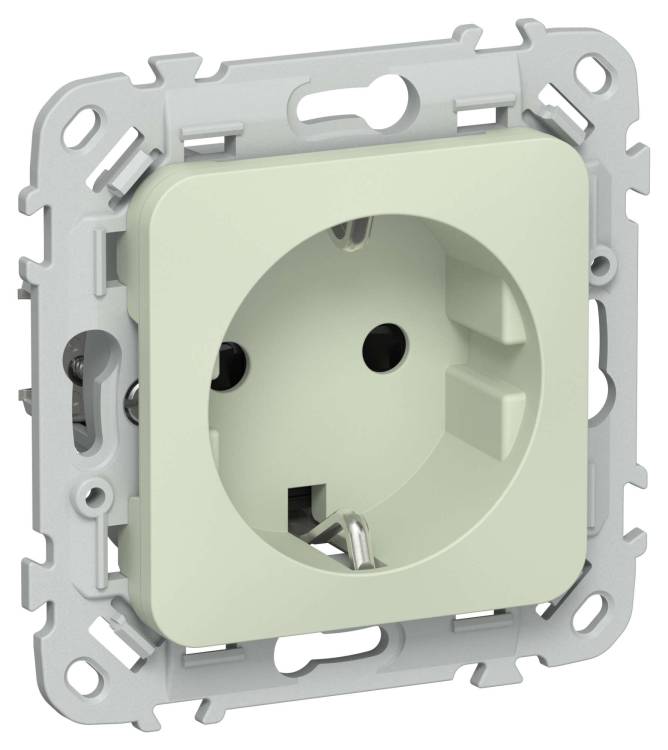 Розетка 1-местная с заземлением и шторками IEK Flite FI-R14-16-1-K92 панг