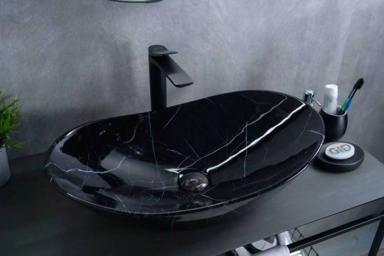 Раковина Gid Lago Bs9811 54467 глянцевая, под камень, 61x37x15