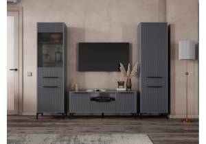 Стенка в гостиную Woodville Иадама 620691 графит, графит софт комплектация 5