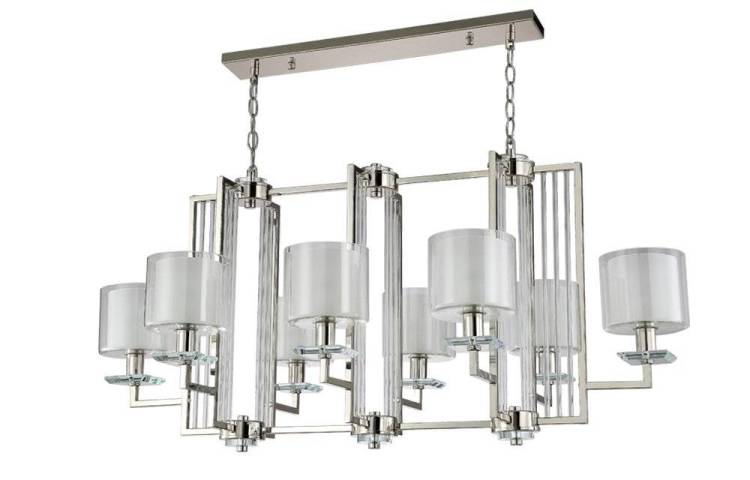 Подвесная люстра Crystal Lux Nicolas SP8 L1000 NICKEL/WHITE