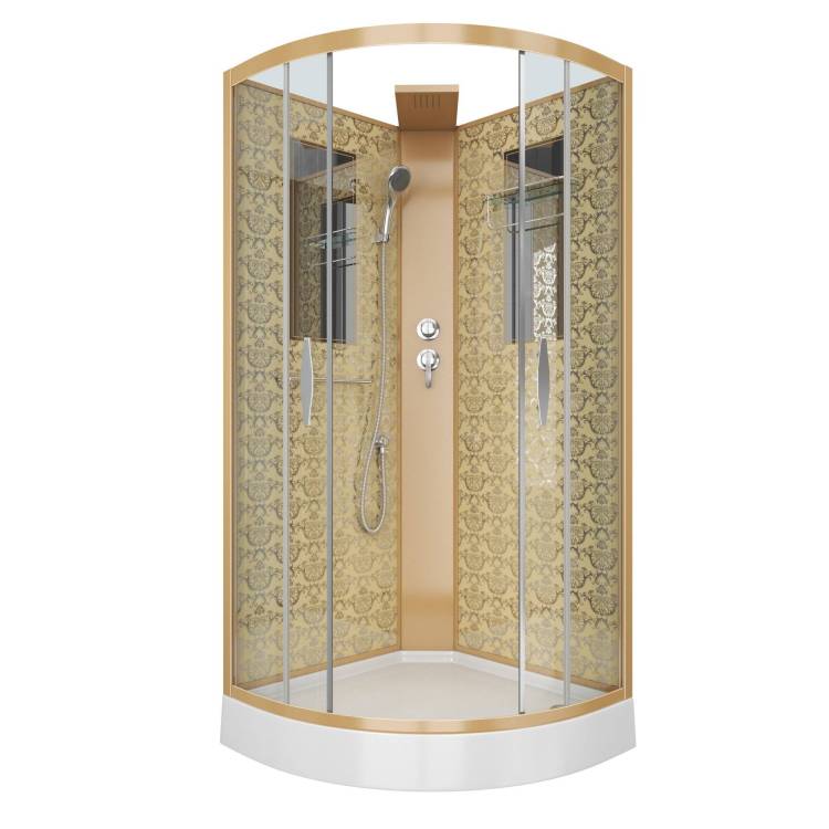Душевая кабина Niagara Luxe NG-7715GBK 900x900х2100 низкий поддон стенки ЗОЛОТО БЕЗ КРЫШИ