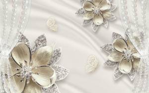 3D Фотообои Artegrafico «Цветы за жемчужными кулисами» RH-108 песок