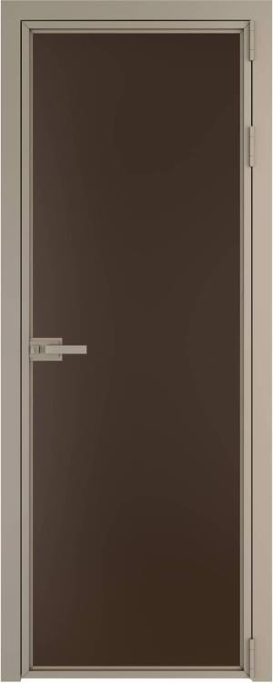 Межкомнатная дверь Profil Doors 1 AX цвет профиля Никель матовый, стекло безопасное 6 мм монохром шоколад 800x2000