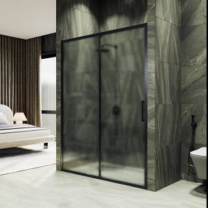 Душевая дверь в нишу MaybahGlass MGD-1279-6 профиль черный, стекло сатин, 100x195