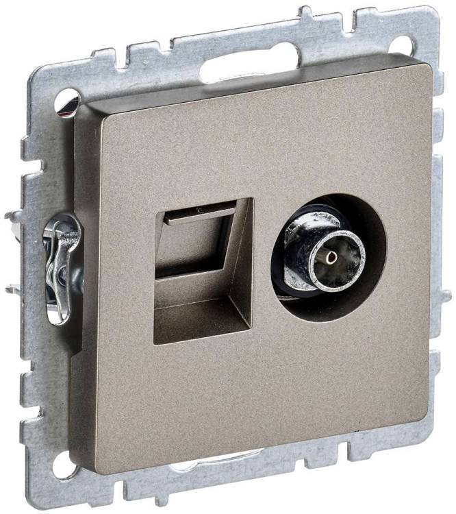 ТВ-розетка+Ethernet RJ45 IEK Brite BR-AK20-1-K37 шампань