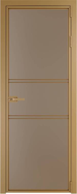 Межкомнатная дверь Profil Doors 2 AX цвет профиля Золото, стекло безопасное 6 мм монохром капучино 700x2000