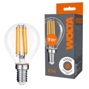 Светодиодная лампа Wolta Filament WF-G45-9W4KE14