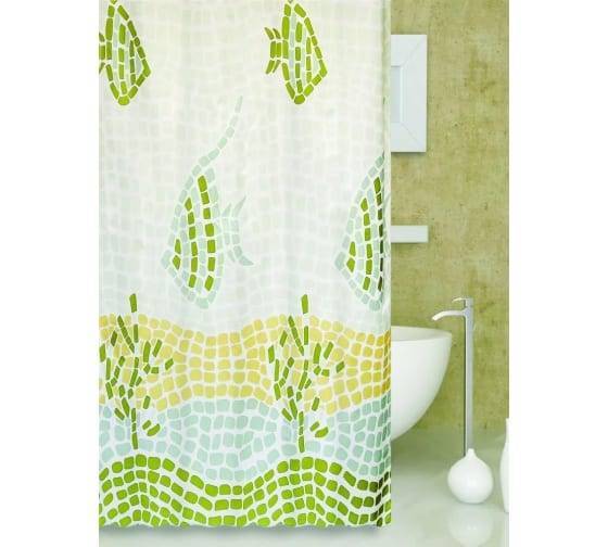 Штора для ванной Bath Plus Ocean Mosaic ch-1230/1 180x180, голубой, зеленый