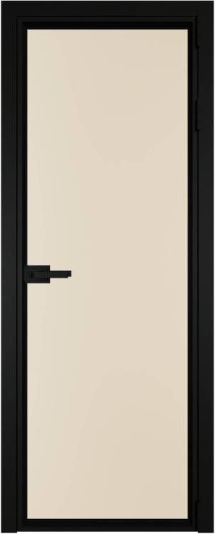 Межкомнатная дверь Profil Doors 1 AV цвет профиля Черный, стекло безопасное 6 мм монохром жемчуг 700x2000