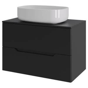 Тумба с раковиной Orange Line Li-70TubMDF+B07-540W черный матовый, 70 см
