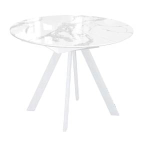 Стол Дик DikLine SFC100 00-00065527 оптивайт белый мрамор, подстолье белое 100(140)x100x76