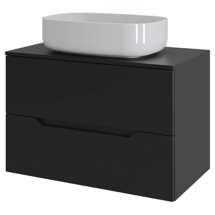 Тумба с раковиной Orange Line Li-70TubMDF+B07-540W черный матовый, 70 см