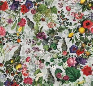 Бесшовные Eco обои Ortograf Flora 31307 Tropical flowers Жемчуг ОЕ-Р3