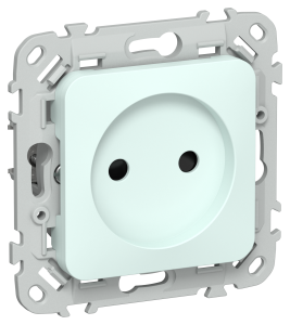 Розетка 1-местная с защитными шторками IEK Flite FI-R13-10-K94 холодный лед