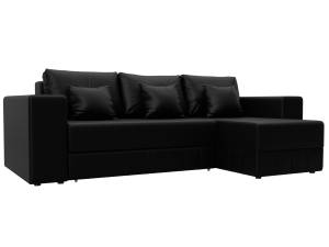 Диван угловой Лига Диванов Лига-076 129853 GRIFON 18 черный, угол универсальный