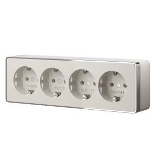 Розетка 4-местная с заземлением и шторками Werkel Gallant W5072204 слоновая кость