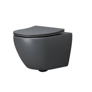 Унитаз подвесной Grossman Торнадо GR-4457GMSQ безободковый, с микролифтом, серый матовый (распродажа)