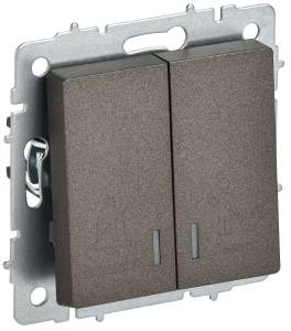 Выключатель 2-клавишный IEK Brite BR-V20-2-10-K45 темная бронза