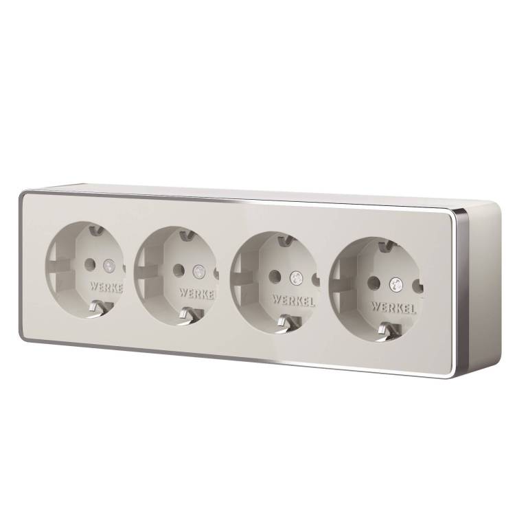 Розетка 4-местная с заземлением и шторками Werkel Gallant W5072204 слоновая кость