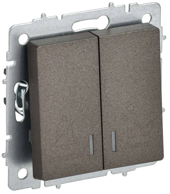 Выключатель 2-клавишный IEK Brite BR-V20-2-10-K45 темная бронза