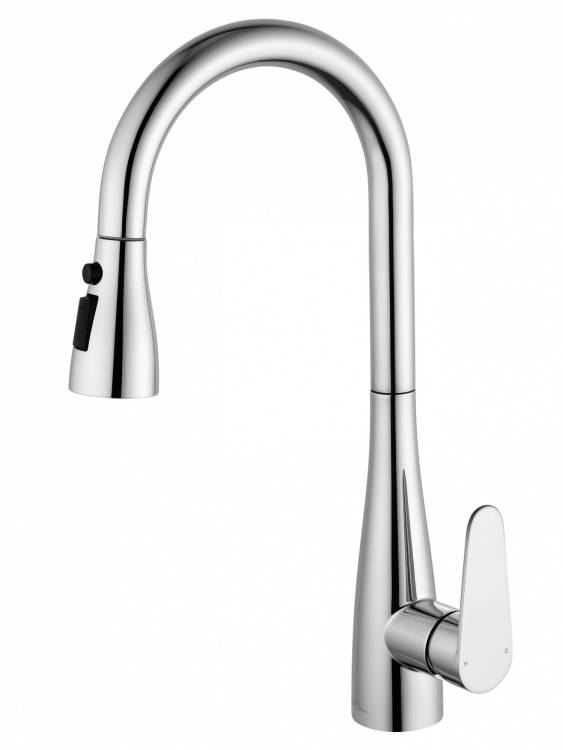 Смеситель для кухни Wonzon & Woghand WW-121E201B-CR с выдвижным изливом, хром