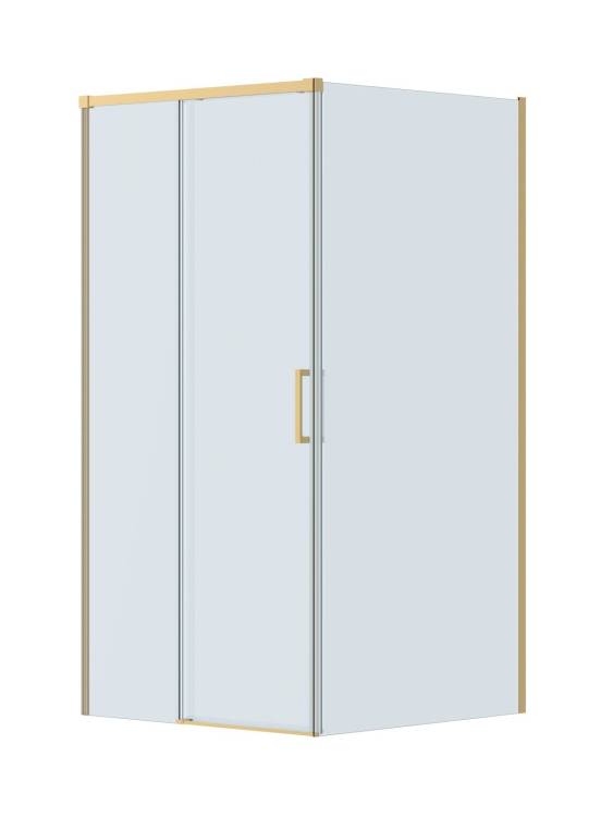 Душевой уголок Cezares PLANE-A-1-100-C-BORO профиль брашированное золото, стекло прозрачное, 100x100x195