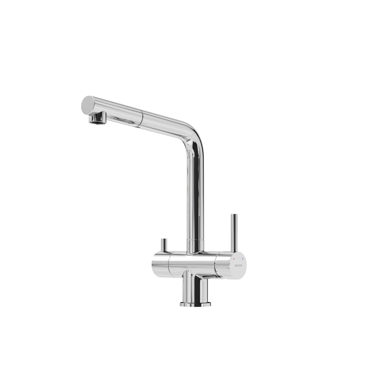 Смеситель для кухни Sancos Spin SC4015CH с вытяжным изливом и краном для фильтрованной воды, хром