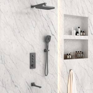 Душевой комплект Vincea VSFW-433T1GM встраиваемый, термостатический, вороненая сталь