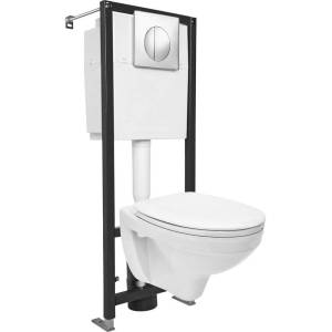 Унитаз с инсталляцией Cersanit Delfi S-SET-DEL/Black/TPL/Cg-w Leon Black с белой кнопкой